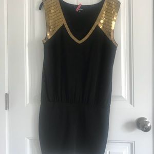 Bebe Black Mini with Gold Sequins
